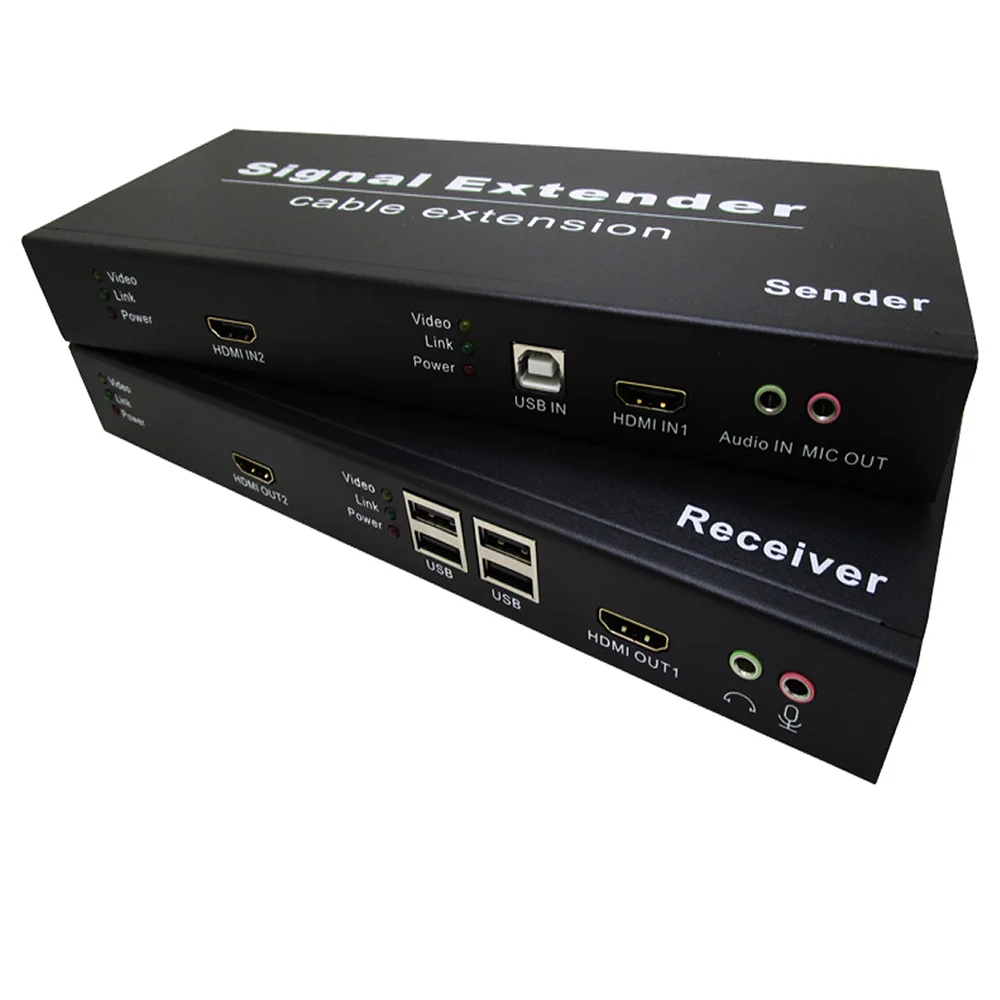 
 UVO2-3HUA подключение двух устройств одновременно Расширенный дисплей Видео Аудио передатчик, свободные руки, ресивер, набор, несжатый 20 км 4K HDMI Over оптоволоконный удлинитель  
