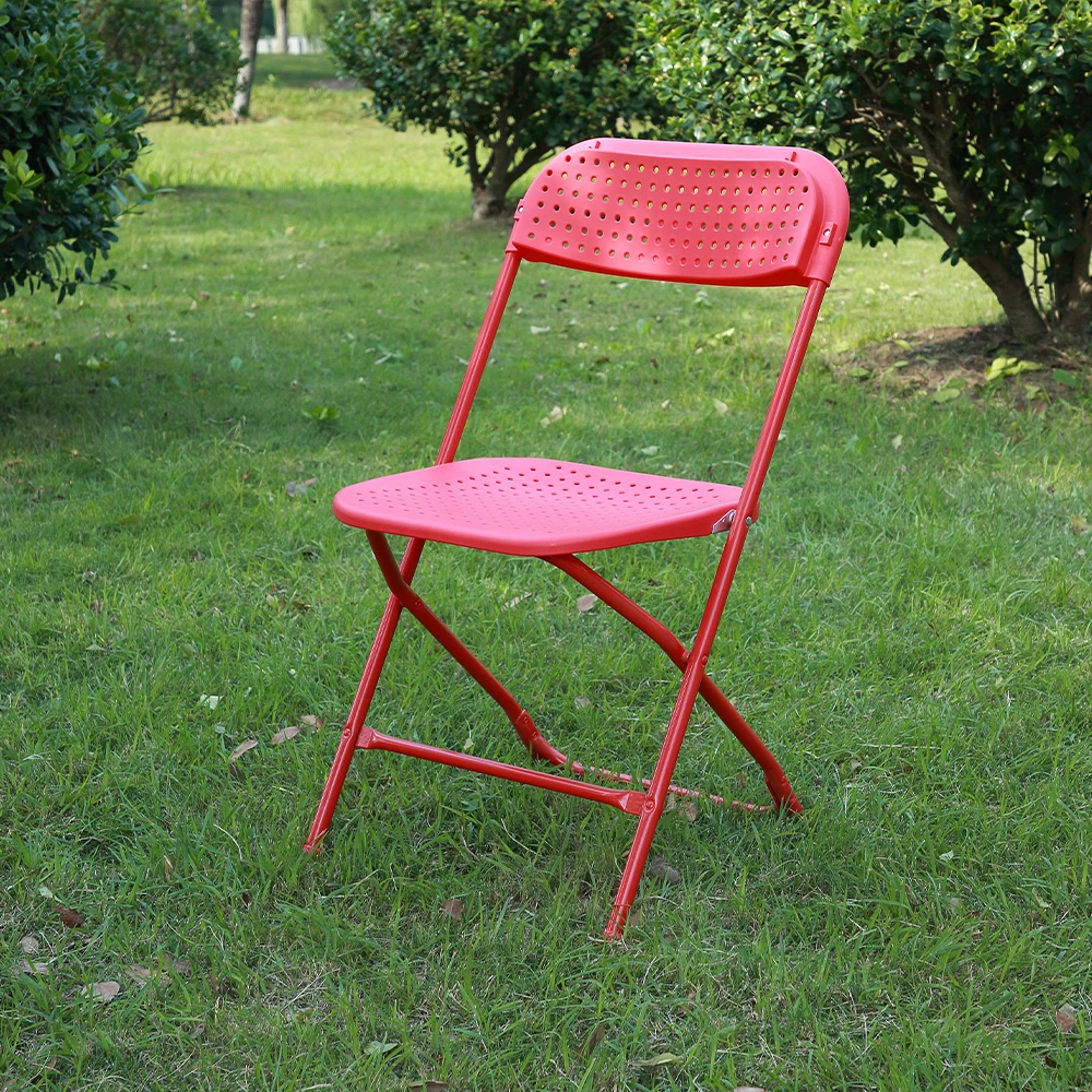 Wholesale Dining Restaurant Price Folding Chairs Metal Outdoor Chair with Padded Cushion for Events Party Home Outdoor
