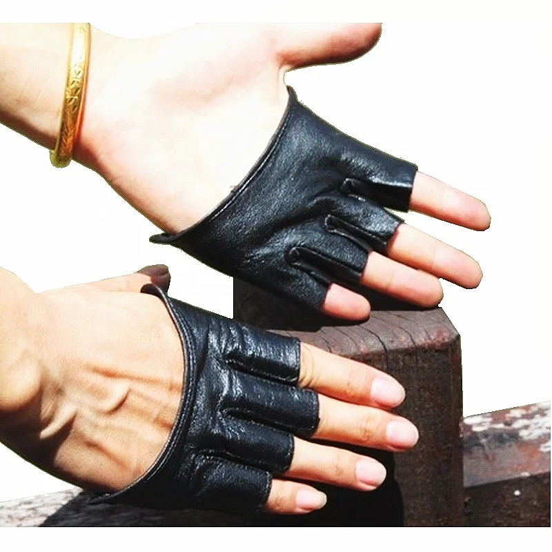 
Wholesale Women New Trendy Style Black 100% SheepLeather Evening party 4 finger Gloves For Size S M L XL 2XL 