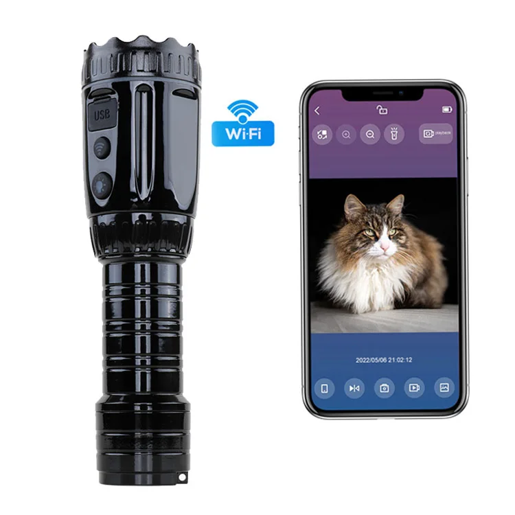 Rechargeable with Ni-MH Battery for Camping Riding Climbing 32GTF card WIFI smart flashlight audio recorder