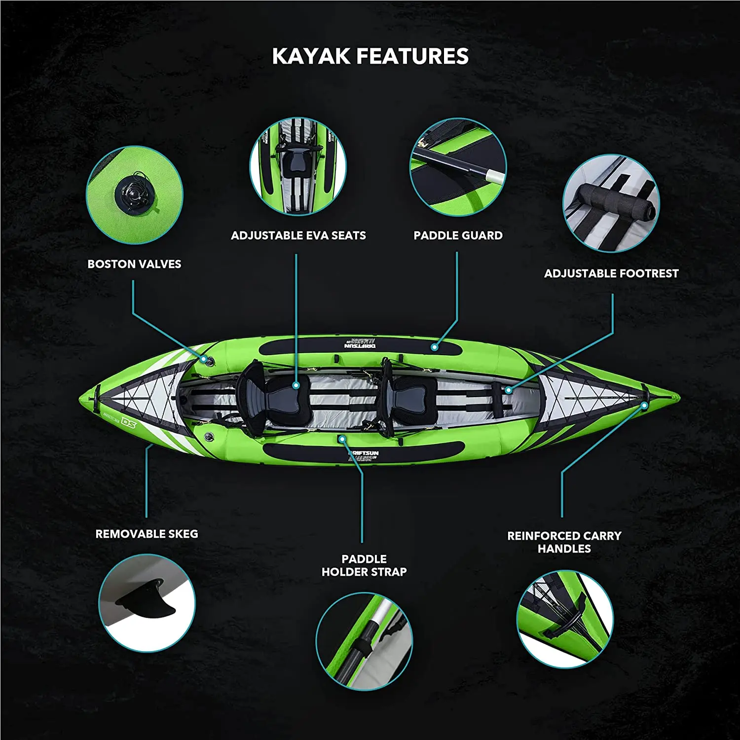 Pedal Boat Fishing Kayak With Rudder System 10 Ft Sit On Top Kayak Fishing Boat