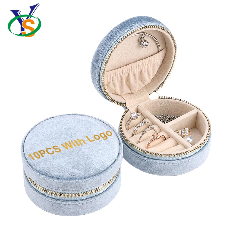 Customized Logo Leather Small Travel Jewelry Box Organizer Velvet Jewellery Storage Case for Ring Earring  Gift Packaging