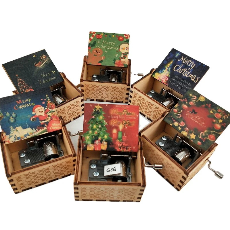 Hand Crank Wooden Custom Colorful Music Box