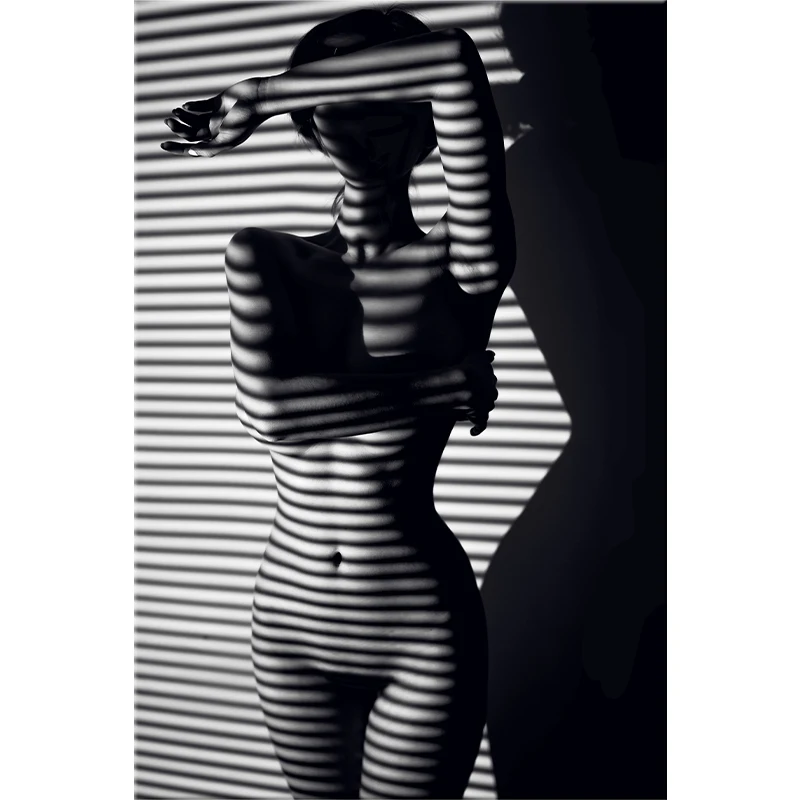 modern black and white sexy nude body painting girl woman photo wall art