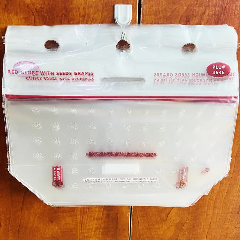Reusable frozen banana grape fruits vegetable cover perforated pp pe plastic grape packaging bag for fruit with ziplock