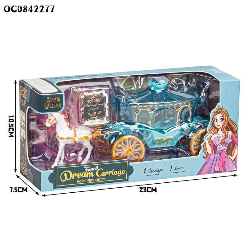 Newest girls fashion princess doll carriage plastic horse carriage toy for kids
