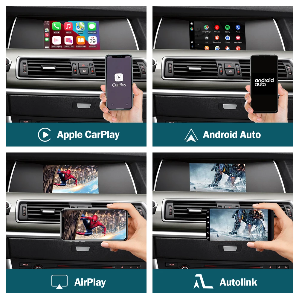Road Top Wireless Carplay and Android Auto Interface Decoder with CIC System 5 7 Series F10 F11 F07 GT F01 F02 2009 - 2012