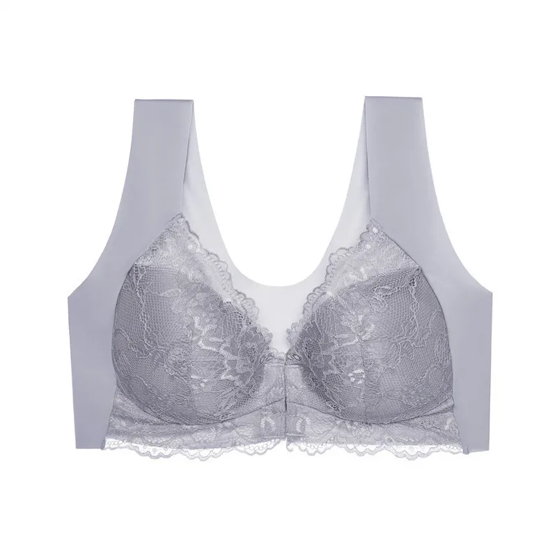 Hot Selling Full Back Push Up Wireless Bra Soft Women Plus Size Cotton Big Cup Front Closure Bras