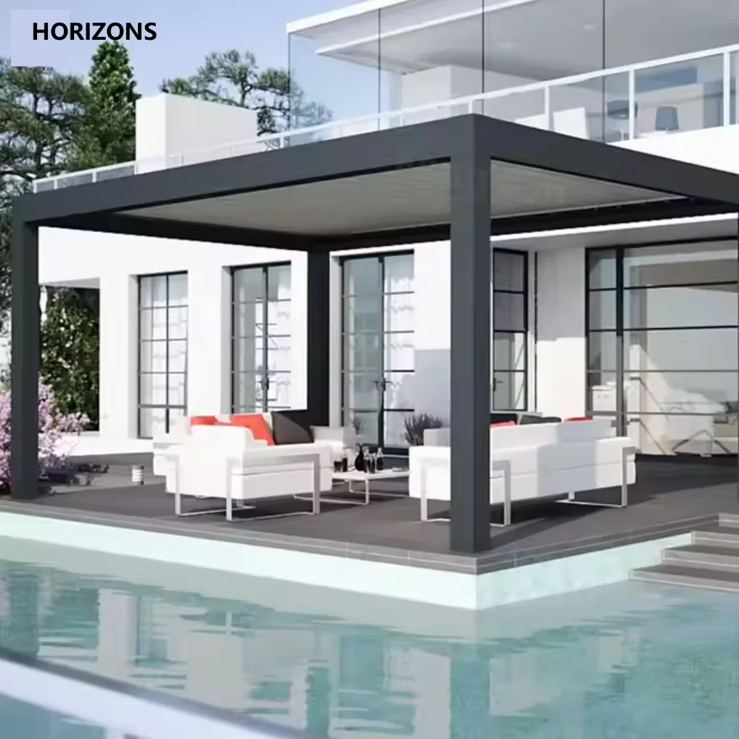 Louvered-Pergola-Kit Aluminum Wall Mounted Aluminum Aluminium Outdoor Pergola With Blinds Retractable Pergola for Outdoor