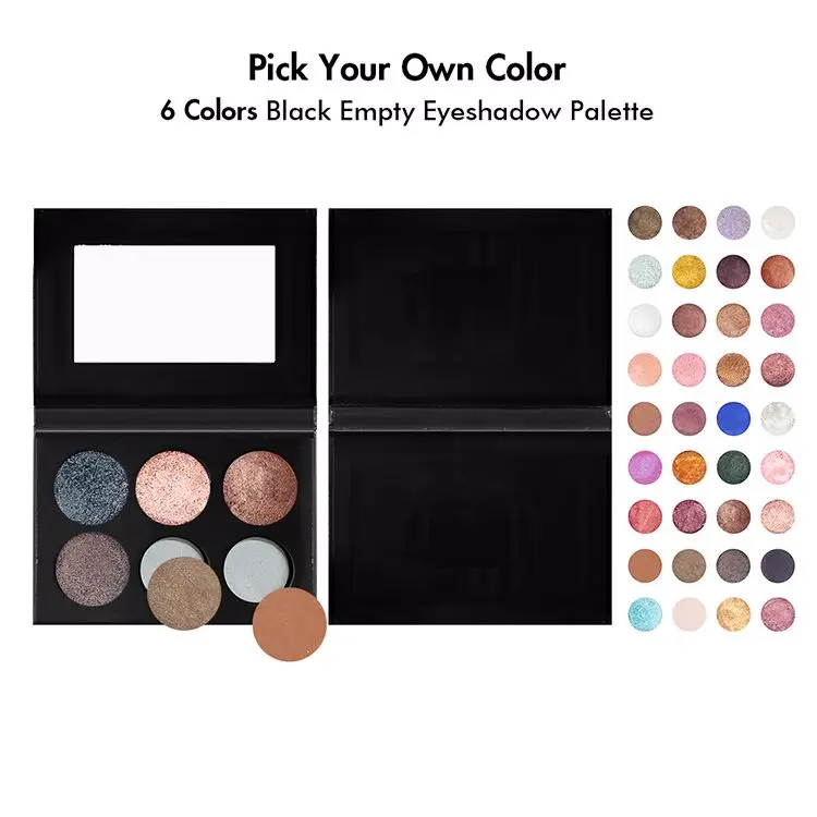 Multichrome Shimmer High Pigment DIY Eyeshadow Pallet Matte Private Label Makeup 6 Colors Single Primer Custom Eyeshadow Palette