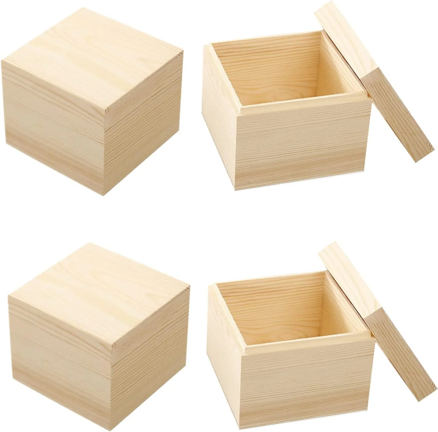 Unfinished Wooden Boxes with Hinged Lid Wood Bulk Box