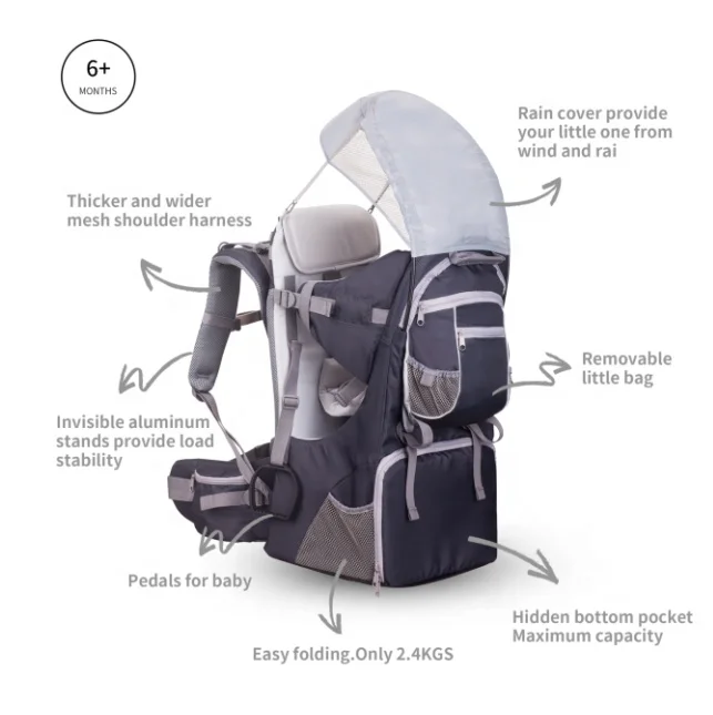 Stylish Aluminium Stand Easy Folding Waterproof Baby Holder Carrier Backpack