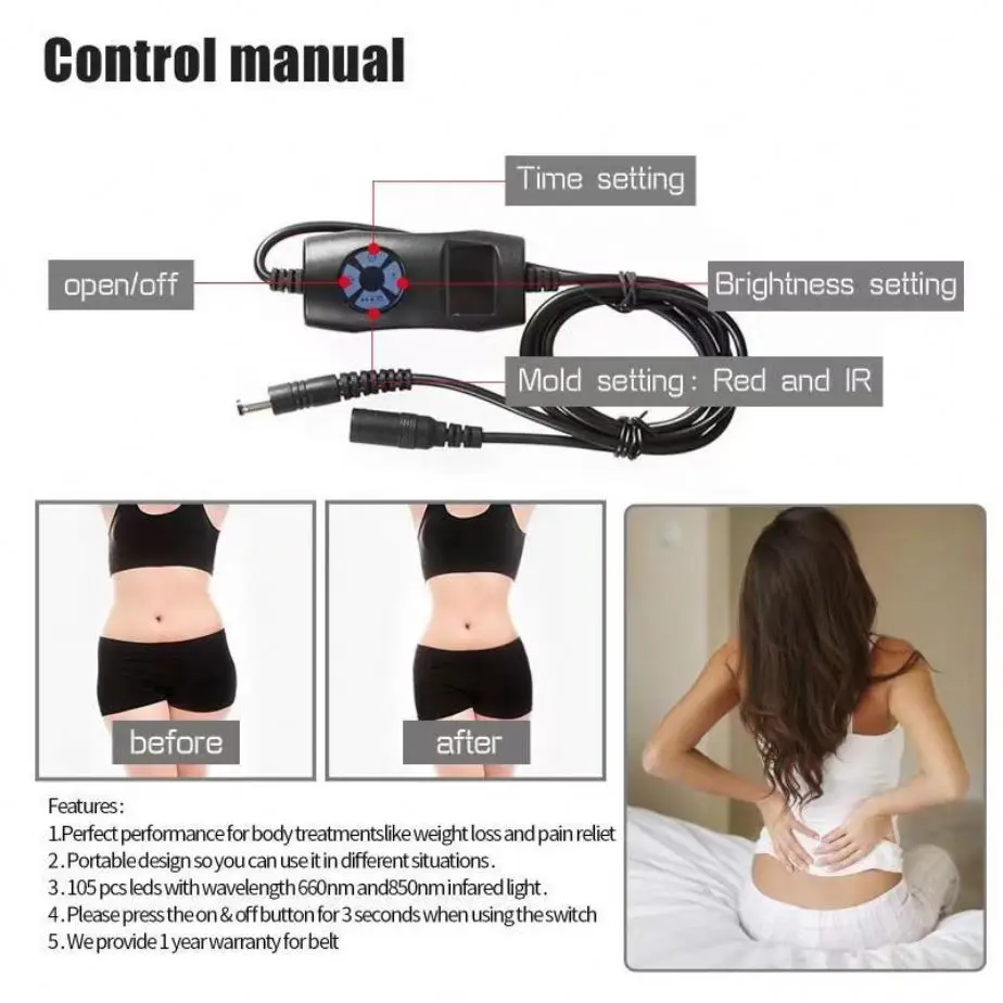 Original factory lipo laser physical equipments fat loss wearable device therapy red light wrap belly leds light therapy belt