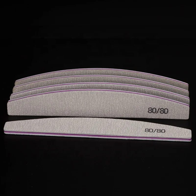 Wholesale Half Moon 180/240# 100/100 Grit Private Label Printed Green Purple Zebra Professional Custom Nail File 100/180 80/80