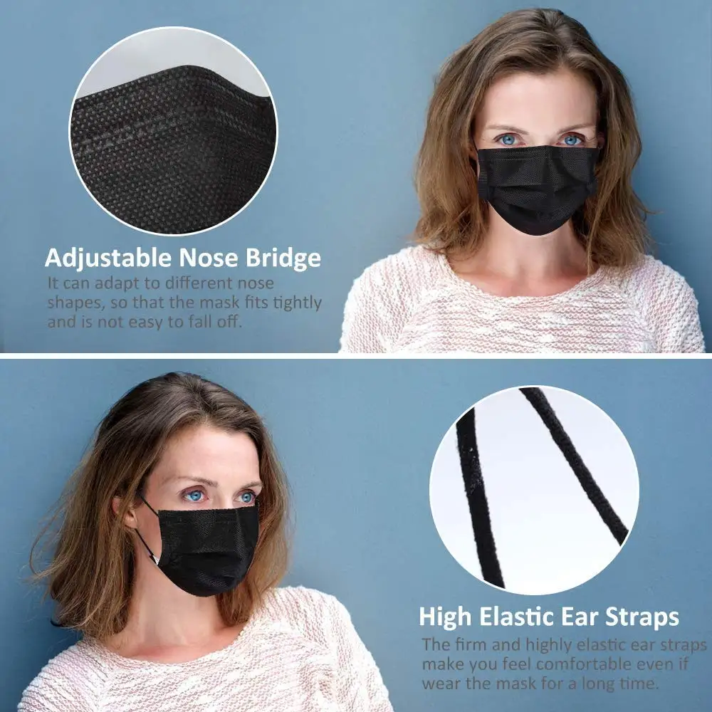 Manufacturer Disposable 3 Ply Black Face Mask