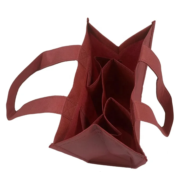 Bolsa de vino Reusable Nonwoven Wine Bag 4 bottle 6 Bottle Non Woven Fabric Wine Bag Wine Bottle Bag With Handle