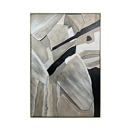 JZ Modern Wall Decor Custom Abstract Geometric Artwork 3D Woodboard Handpainted Oil Painting