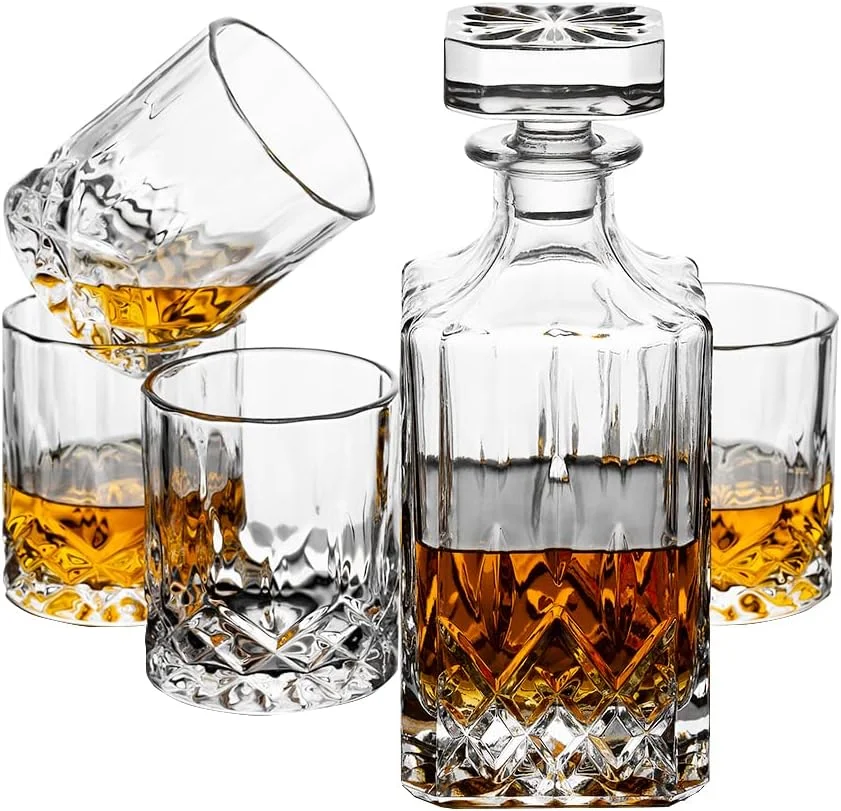 Premium unique design square shining super flint glass 100ml 500ml 700ml 750ml 1l vodka whisky  glass bottles with crystal cap