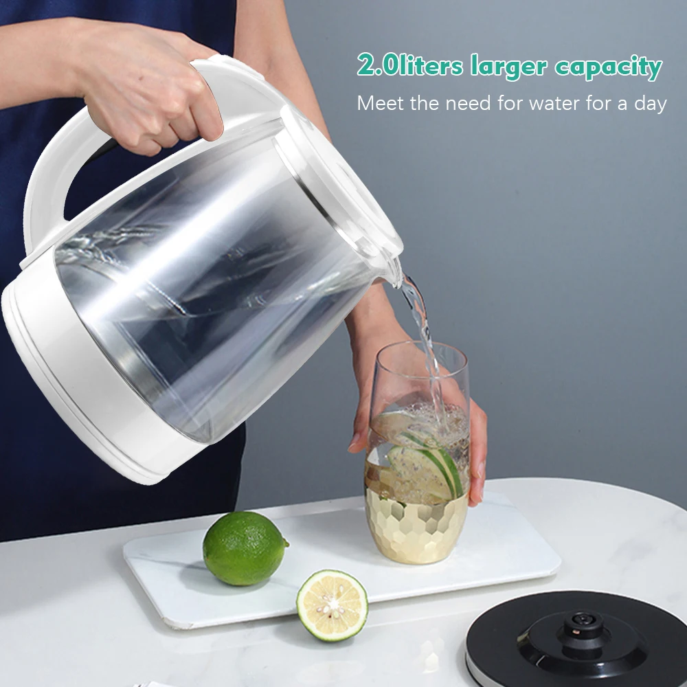 Factory Store Boil-Dry Protection Led Light 2L Water Boiler Water Kettle Glass Electric Kettle