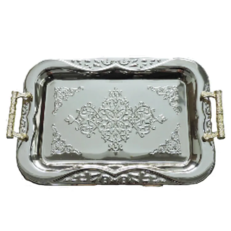 
Best selling tableware metal plate stainless steel multi sizes serving tray steel food fruit tray for hotel wedding party 