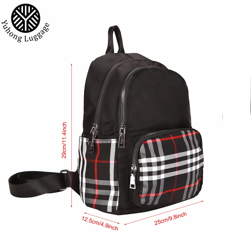 Yuhong  Korea Style Woman Casual Large Capacity backpack Popular College Backpack Stylish Custom Grid Nylon Student Backpack