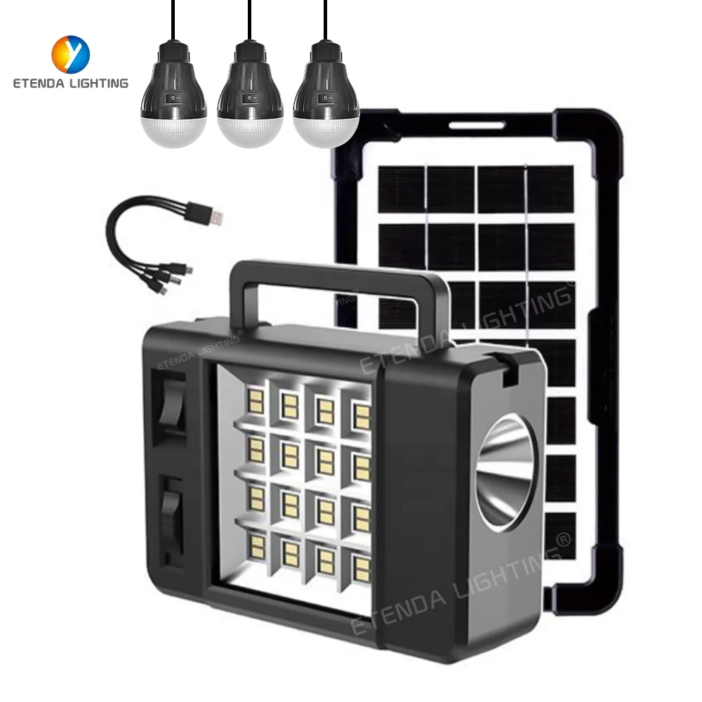 6v 3.8w Solar Panel Portable Home Solar Lighting System With Lights All In One Kit Save Energy Storage Lighting System