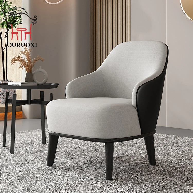 Living Room Modern Leisure Chair Furniture Black Solid Wood Legs Leslie Arm Chair