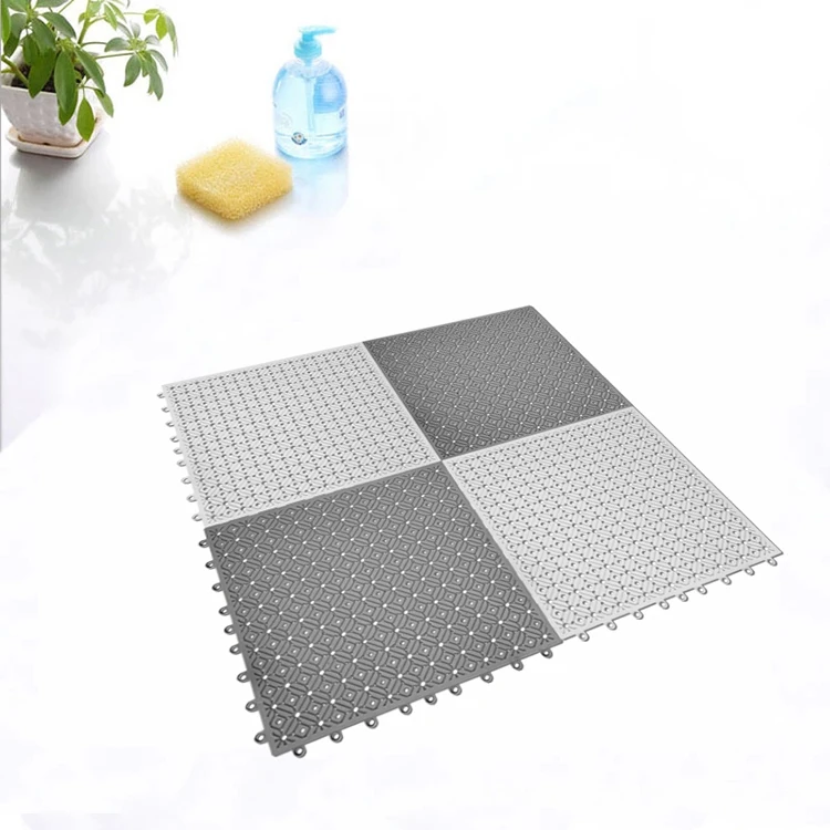 YIDE Interlocking Non Slip Floor Mat PE Anti slip Spliced Bath Mat with Puzzle Non Slip Bath Mat
