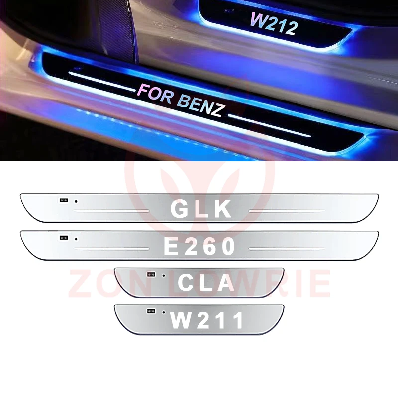 Car door sill light LED Welcome Luminous pedal Wireless threshold bar for benz AMG New E Class E200 E260 C B A Class W124 GLC