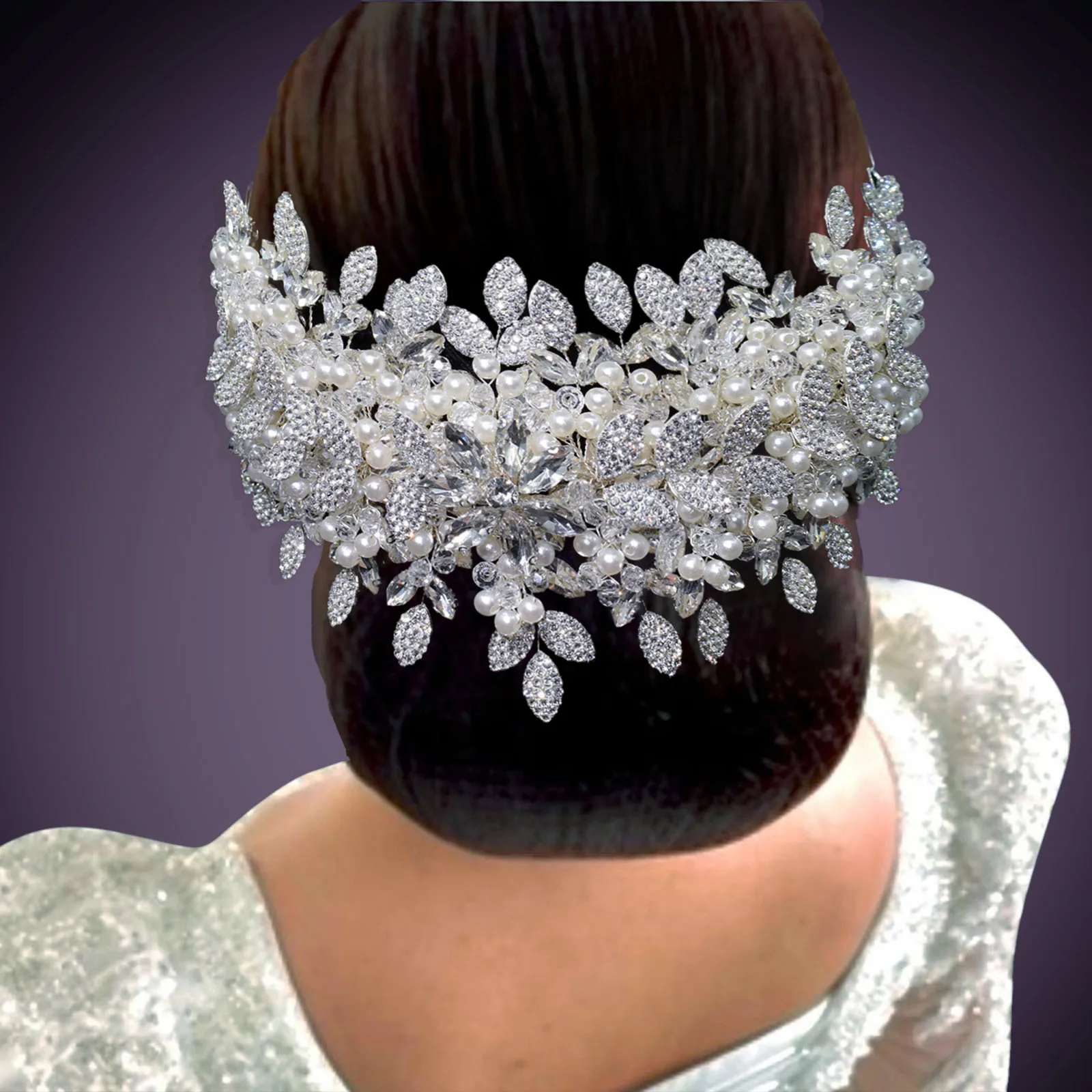 ROMANTIC Luxury Crystal Headpiece for Brides Handmade Bridal Wedding Pearl Hair accessory