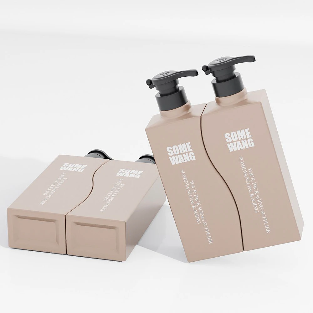 High Quality PET Empty Plastic Square Combination Bottle Cosmetic Container for Personal Care Packaging