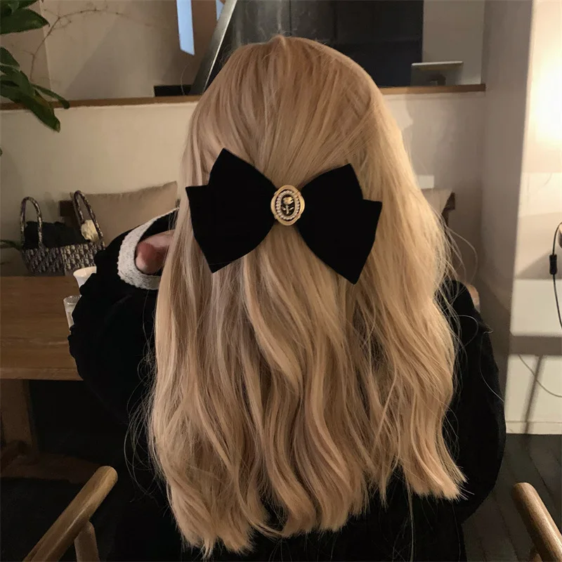 Premium Versatile Hair Accessories Vintage Flower Hair clip Velvet Bow Knot Hair grip Head Spring Clip  Camellia Barrettes
