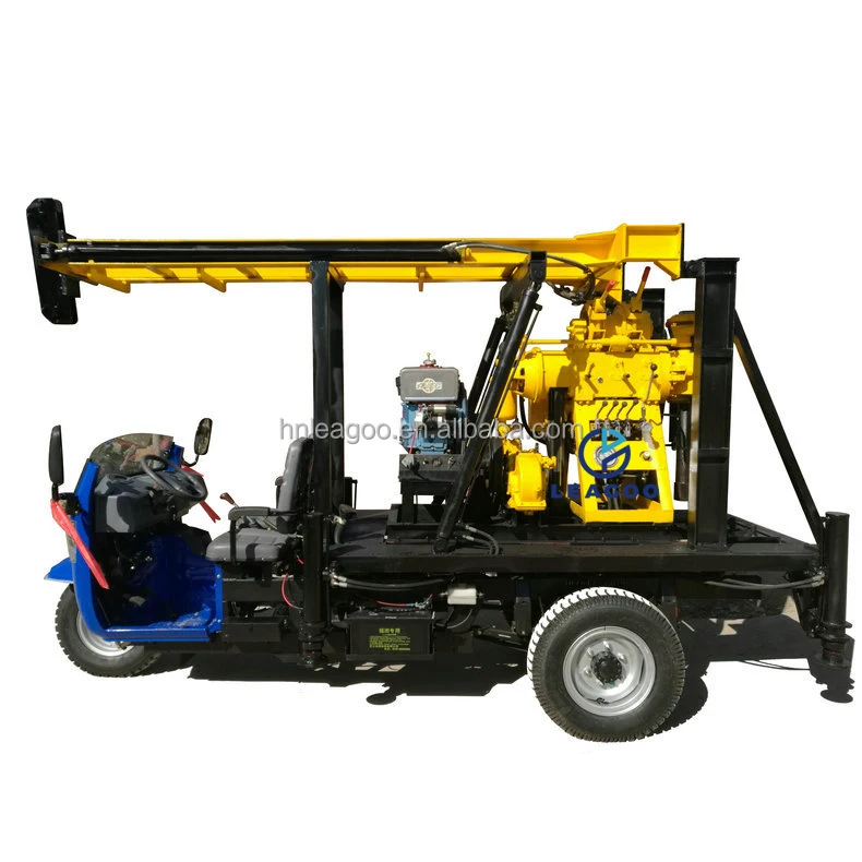 Three Wheels Mounted Portable Borehole Drilling Rig for Water Well