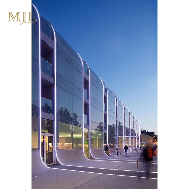 Commercial building cladding glass facade hidden frame glass curtain wall design