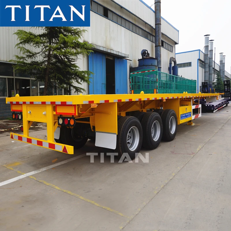 20/40FT Container/Utility/Cargo Flatbed/Platform/Sidewall/Fence Flat Bed Tractor Truck Semi Trailer