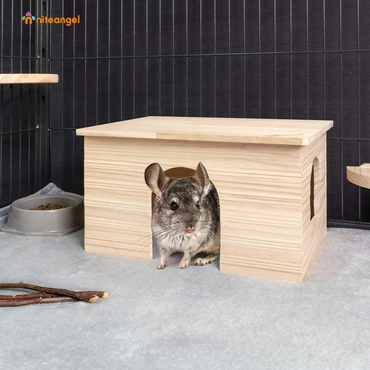 
Custom wooden chinchilla guinea pig hiding place with window pet wooden nest 