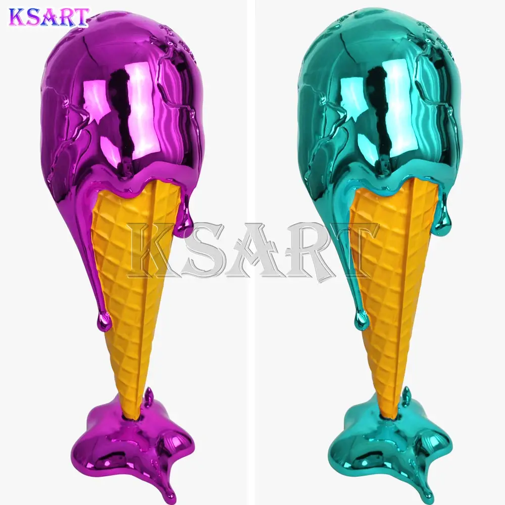 High quality melted ice cream resin Crafts Sculpture Ornaments Shop Gallery Art sculpture Chrome sculpture