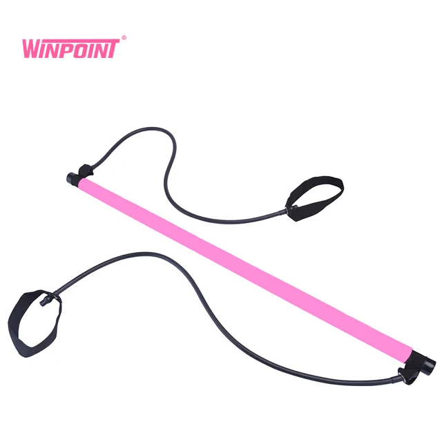 WINPOINT FITNESS hot Popular sleeve latex tube resistance band with bar for Body Fitness Squat