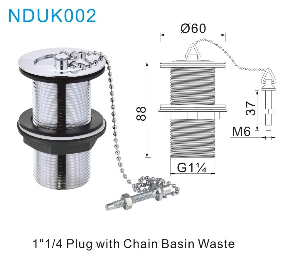 UK Design Brass Basin Drainer Sink  Drain  Washbasin Waste Strainer with Plug