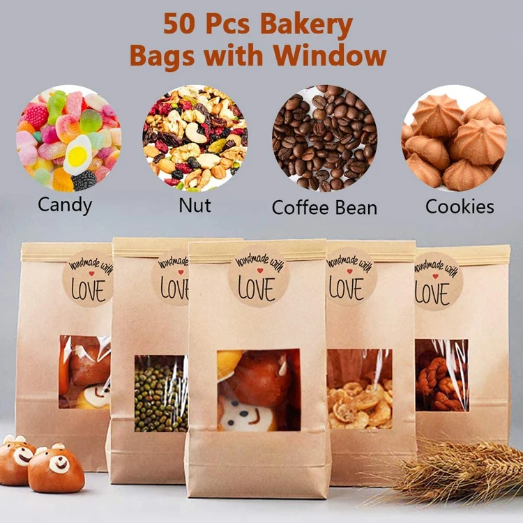 Food Grade Custom Printed Greaseproof Sandwich Hot Dog Packaging Brown or White Kraft Paper Bag