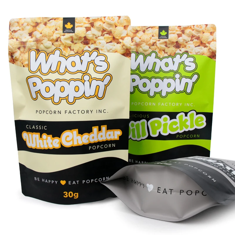 Custom Printed Food Packing bags Pop Popcorns Packaging Pouch Smell proof Ziplock Stand UP Bags