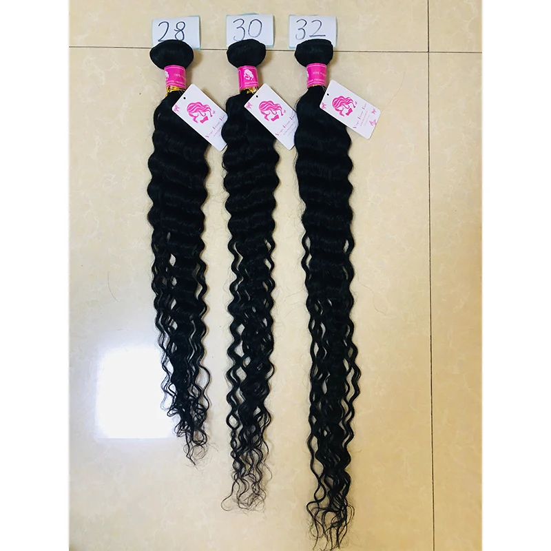 28 30 32 Inches Body Deep Water Wave Human Hair Bundles Indian Virgin Hair Long 34 36 40 Inches Straight Hair Weave Bundles