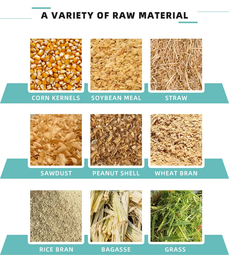 1000 kg/h flat die feed pellet product line to processing grass corn soybean into feed pellets