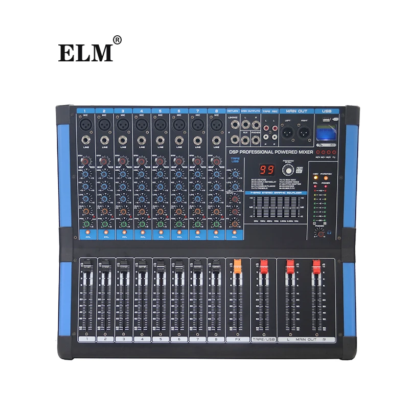 Professional KaraokeDj Music Usb Blue-tooth 99dsp effect Sound mixer audio  amp 8 cannell