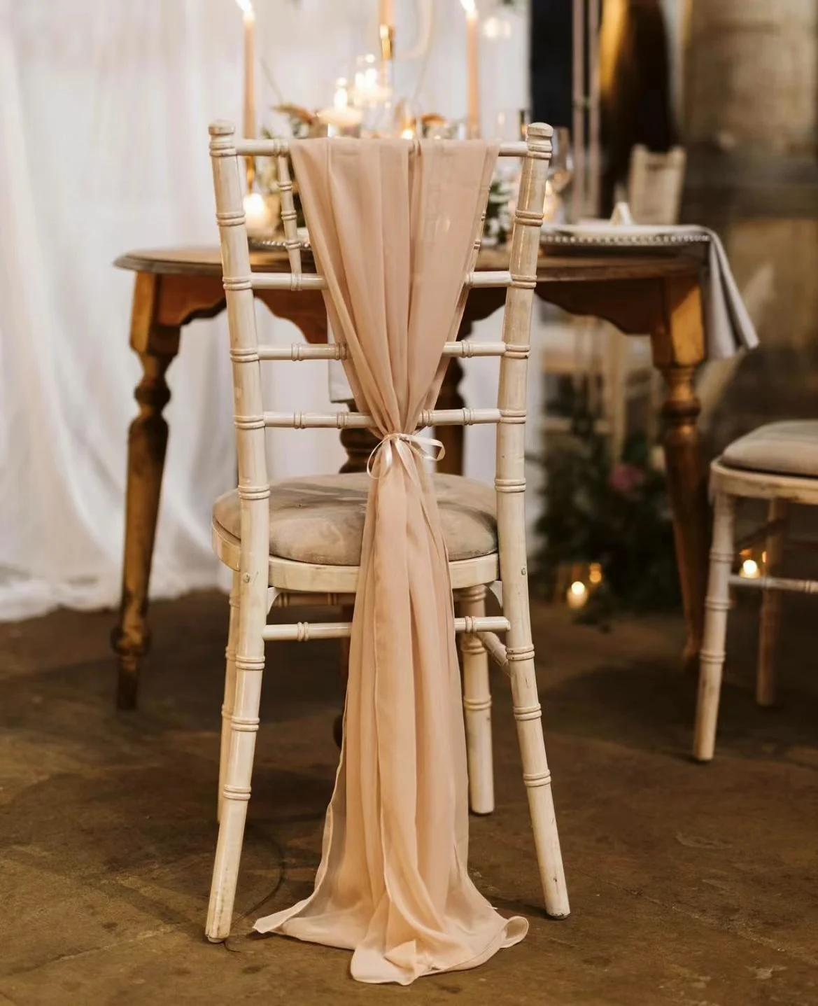 Wholesale Popular Chiffon Chair Sashes Polyester Elegant Chiffon Chair Sashes