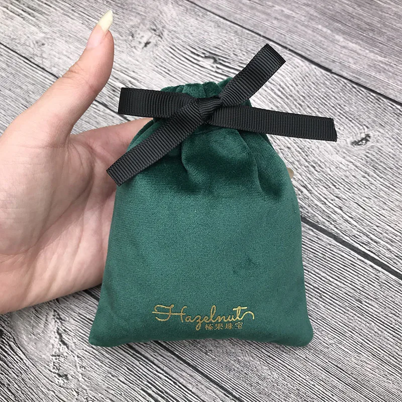 Изготовленный на заказ мешок бархата ювелирных изделий с печатанием золота