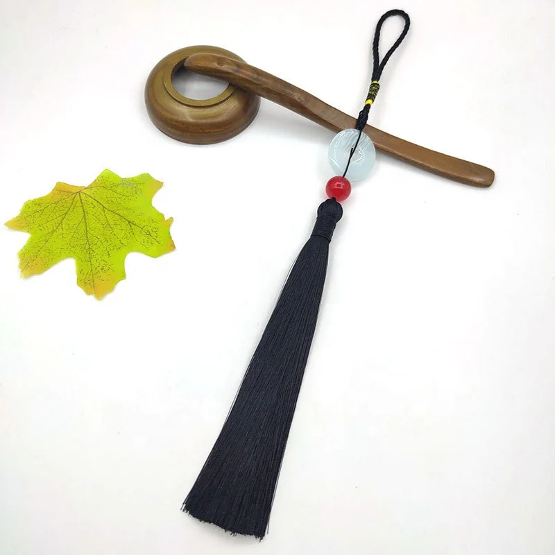  Factory stock vertical hanging car decoration color long silk tassel Chinese style beaded