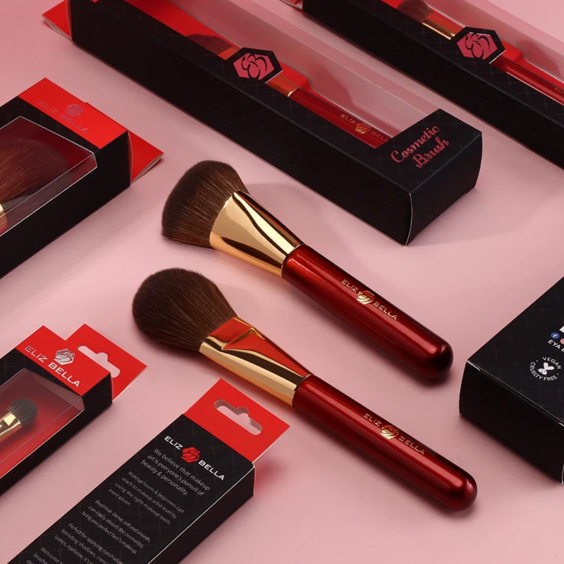 Professional Quality Makeup Brush Set,Gold Copper Ferrule And Wooden Handle,Beauty Cosmetic Packaging Box