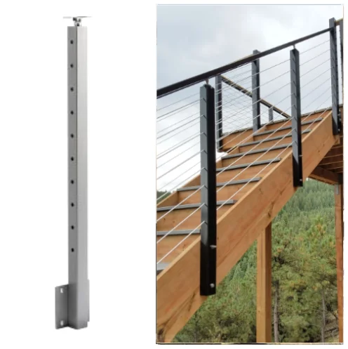 SS304 Deck Cable Railing System Fascia Mount Custom Matt Black Indoor Wire Railing Steel Handrail Level Drilled Cable Railing