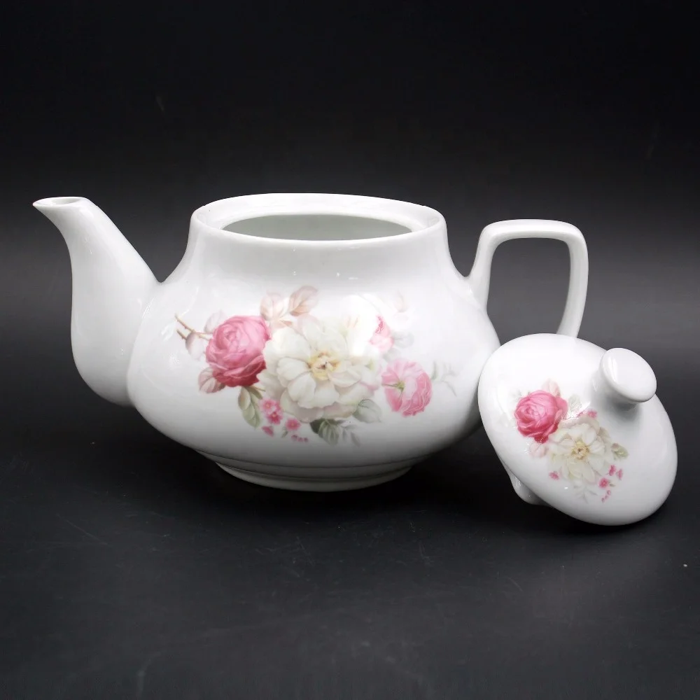 porcelain teapot with color box packing coffee kettle ceramic tea set flower decal high temperature